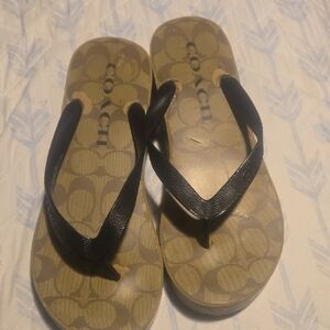 Coach Beige and Black Sandals